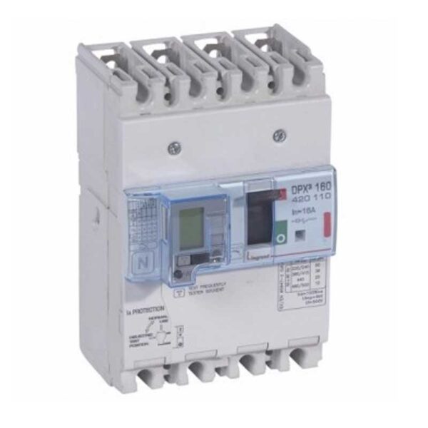 Legrand DPX3 160 100A Icu 36kA (400 V~) 4 Poles Thermal Magnetic MCCB with Electronic Earth Leakage Module 420115