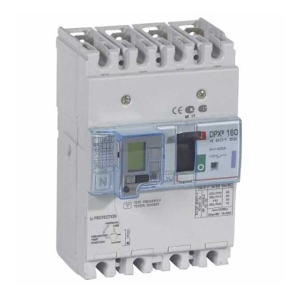 Legrand DPX3 160 40A Icu 50kA (400 V~) 4 Poles Thermal Magnetic MCCB with Electronic Earth Leakage Module 420152