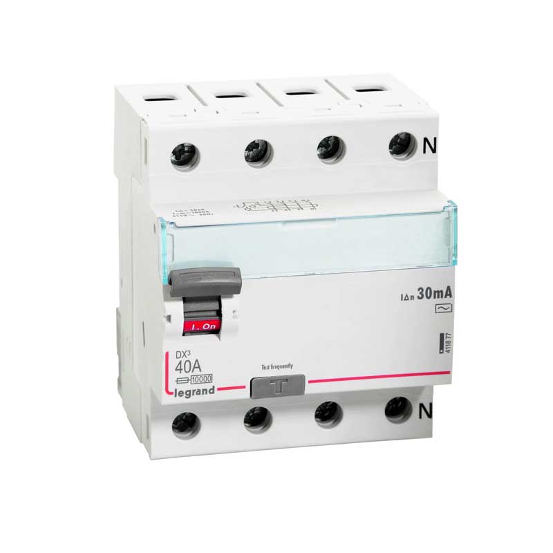 Legrand 411877 DX3 RCCB - 40A FP 30mA AC:415V